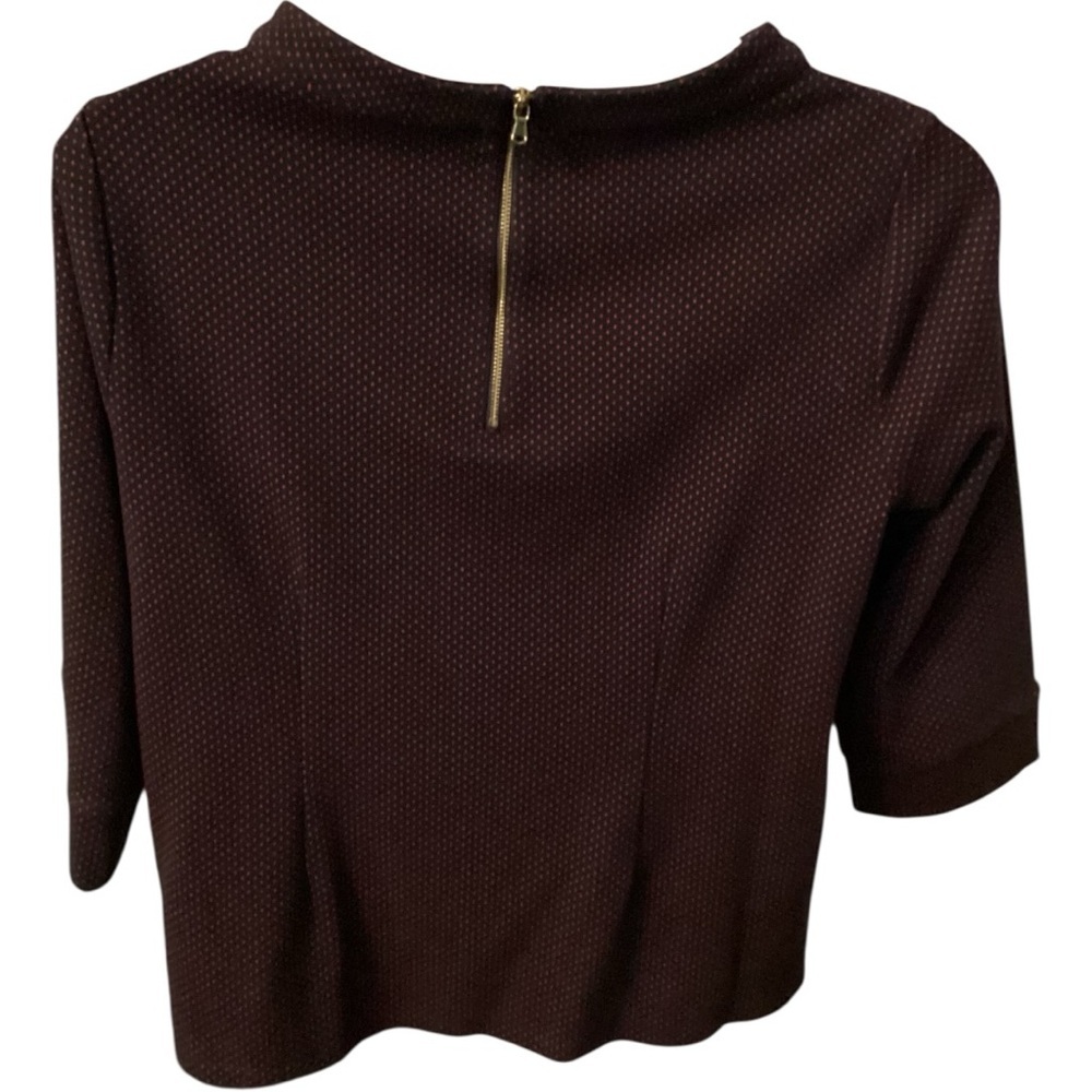 Plus Size Talbots Plum Textured 3/4-Sleeve Top Black with Red Polka Dots 2X - Picture 6 of 8
